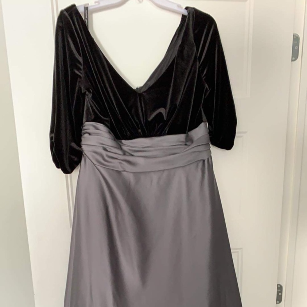 Formal satin and velvet dress